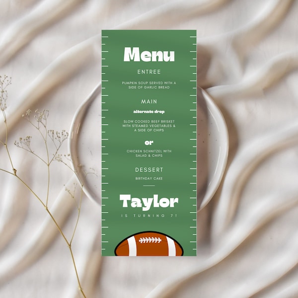 Football Menu Editable Template, Football  Party, Football Birthday Menu,  Stat Menu, Editable Menu, INSTANT DOWNLOAD