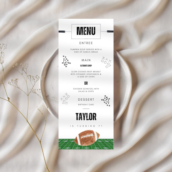 Football Menu Editable Template, Football  Party, Football Birthday Menu,  Stat Menu, Editable Menu, INSTANT DOWNLOAD 001