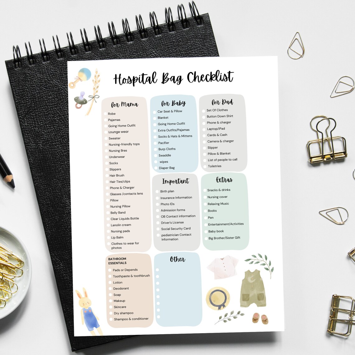 Hospital Bag Checklist Birth Packing List Editable Canva Template Editable Digital Checklist ...