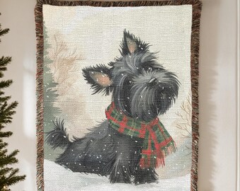 Scottie Dog geweven deken tapijt - cadeau hond moeder of hond vader