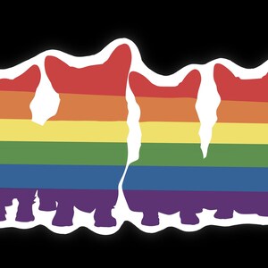 LGBTQ+, Lesbisch, Homo, Bi, Pan, Aseksueel, Gender Fluid, Niet-Binair, Rainbow Corgi Pride Sticker 3" x 1,76" (Kies LGBTQ+ Vlagoptie)