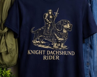 Knight Dachshund Rider Shirt, Medieval Wiener Dog Tee, Funny Doxie Mom Gift, Dark Art Vintage Graphic T-Shirt, Dog Lover Grim Reaper Style