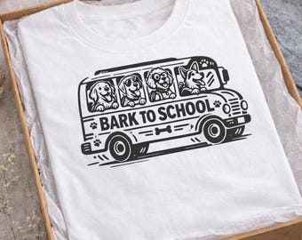 Bark To School Dog Shirt, Funny Back To School Dog Tee, Cute Puppy School Bus Shirt, Teacher Dog Lover Gift, Kids First Day School Tshirt