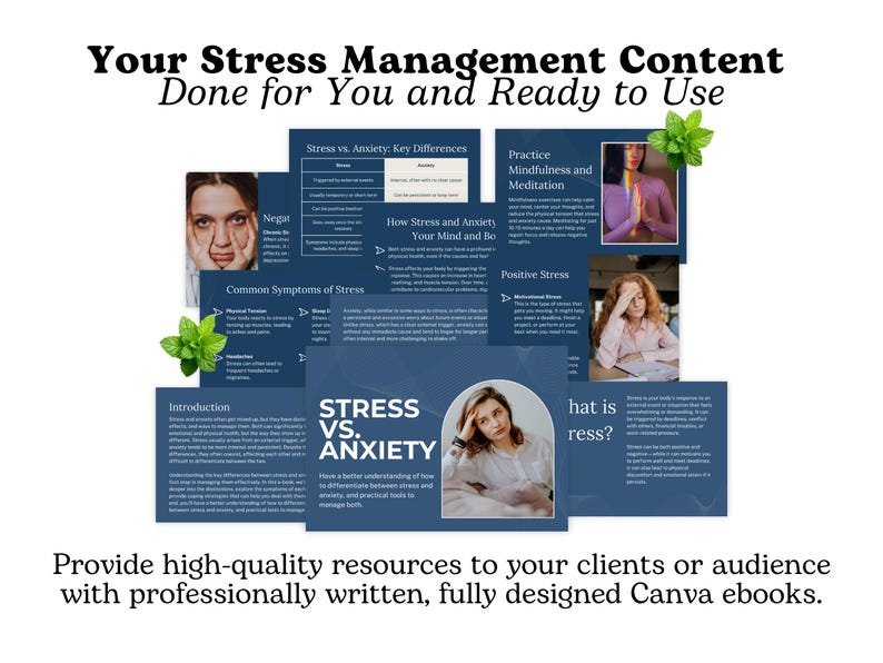 Stress Management Ebook Bundle: Wellness Coach Canva Templates (PLR ...