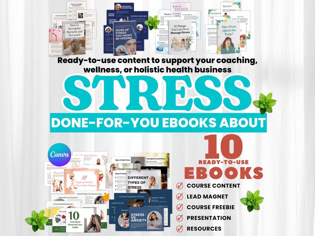 Stress Management Ebook Bundle: Wellness Coach Canva Templates (PLR ...