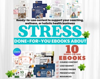 Stressbewältigung eBook Bündel: Wellness Coach Canva Vorlagen (PLR Digital Download