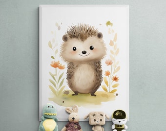 Watercolor Hedgehog Print, Forest Nursery Decor (Digital Download)