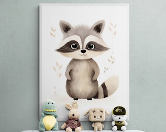 Watercolor Raccoon Print, Woodland Nursery Decor (Digital Download)