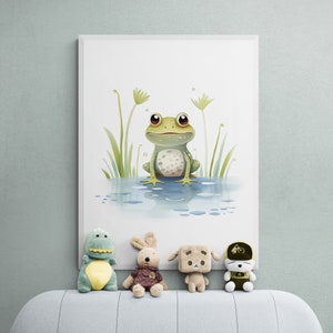 Cute Frog Print, Forest Nursery Print, Forest Animal Print, Woodland Animals, Woodland Nursery, Animal Nursery Decor, Watercolor Frog