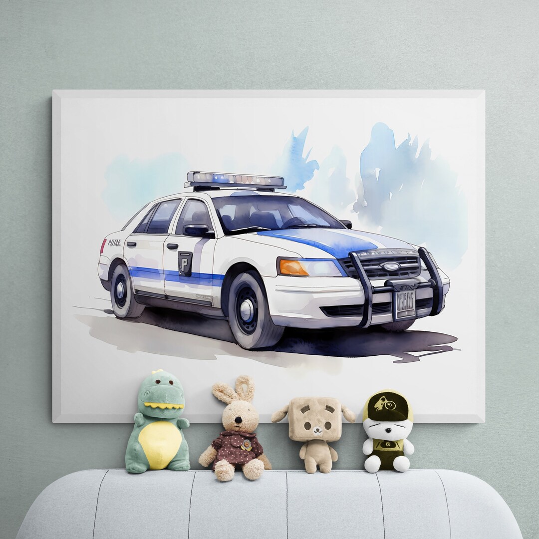 Police Printable Police Car Print Police Car Wall Art Transportation