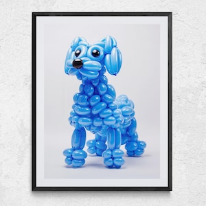 Balloon Dog Print, Blue Balloon Dog, Preppy Blue Wall Art, Blue Dorm Wall Decor, Balloon Dog Wall Print Blue, Balloon Dog Art, Preppy Decor