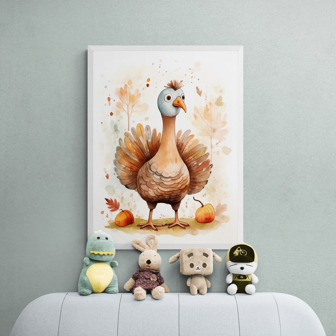 Watercolor Turkey Art Printable, Thanksgiving Decor (digital Download ...