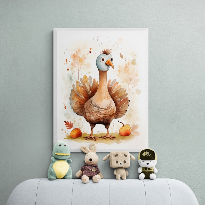 Watercolor Turkey Art Printable, Thanksgiving Decor (digital Download ...