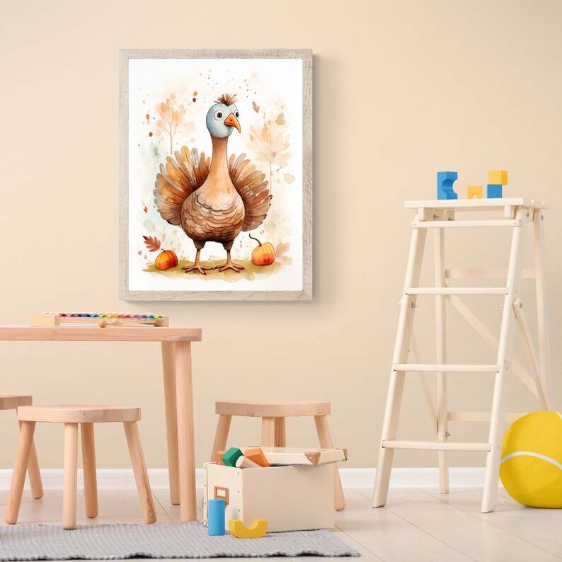 Watercolor Turkey Art Printable, Thanksgiving Decor (digital Download ...
