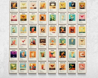 Retro Cocktail Prints, Gallery Wall Art (Digital Download)