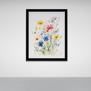 Watercolor Wildflowers Print, Digital Download, Flower Watercolor, Colorful Wall Art, Printable Wall Art, Water Color Prints, Floral Prints