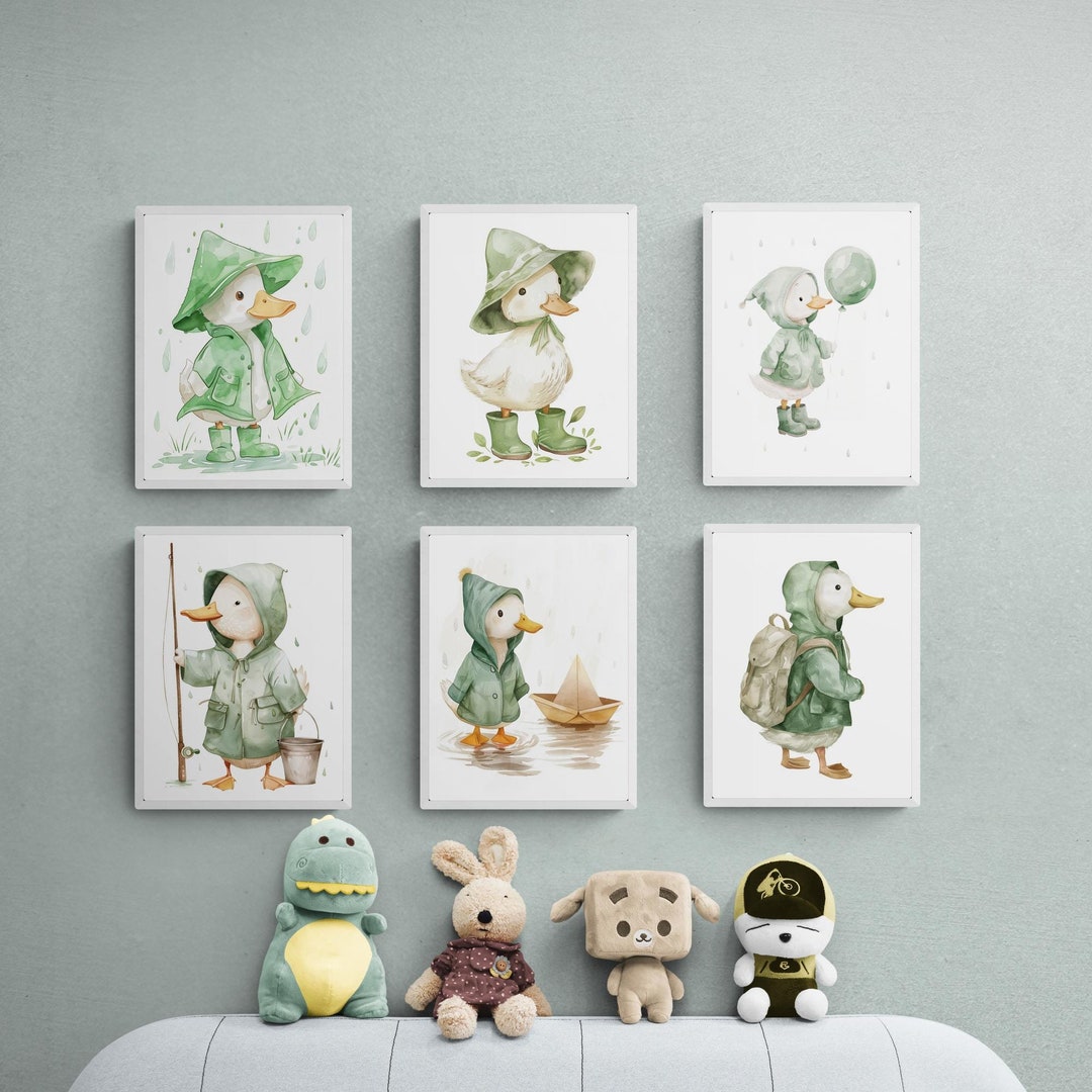 Sage Green Duck Nursery Prints, Gender Neutral Decor (set of 6 ...