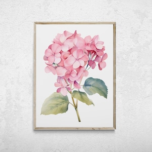 Pink Hydrangea Print, Hydrangea Wall Art, Flower Watercolor Print, Minimalist Colorful Wall Decor, Hydrangea Print Download, Hydrangea Print