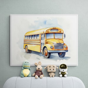 School Bus Print, Transportation Art, Car Art Decor, Printable Transport Poster, Vehicle Prints, Automotive Wall Decor, Playroom Wall Art
