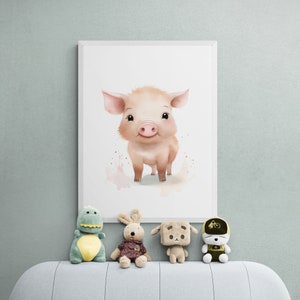 Printable Pig Art, Farmhouse Nursery Decor, Farm Animal Print, Pig Farmhouse Decor, Pig Painting, Farmhouse Pig Sign, Watercolor Pig Art