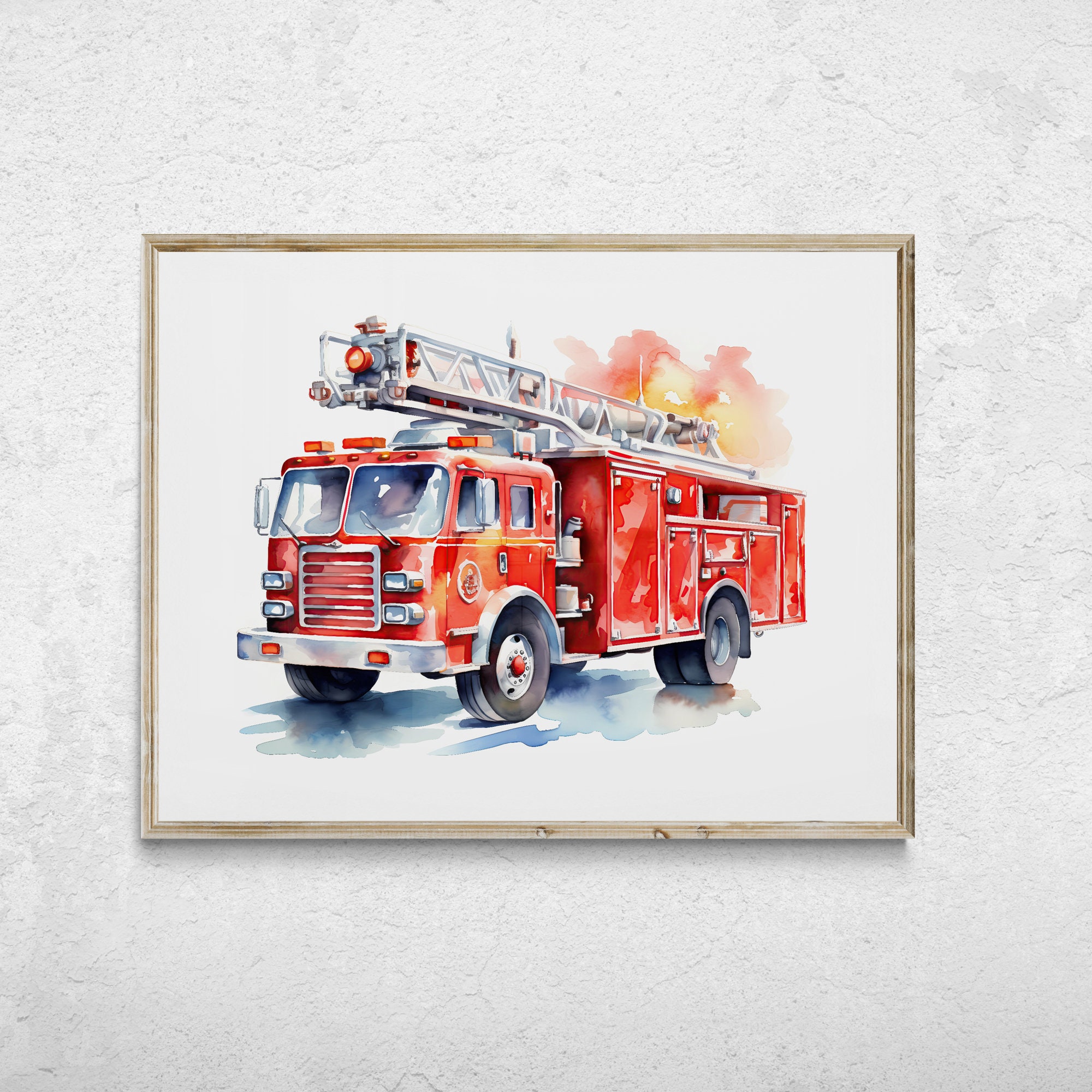 Fire Truck Print Fire Truck Poster Fire Engine Wall Art Etsy Portugal