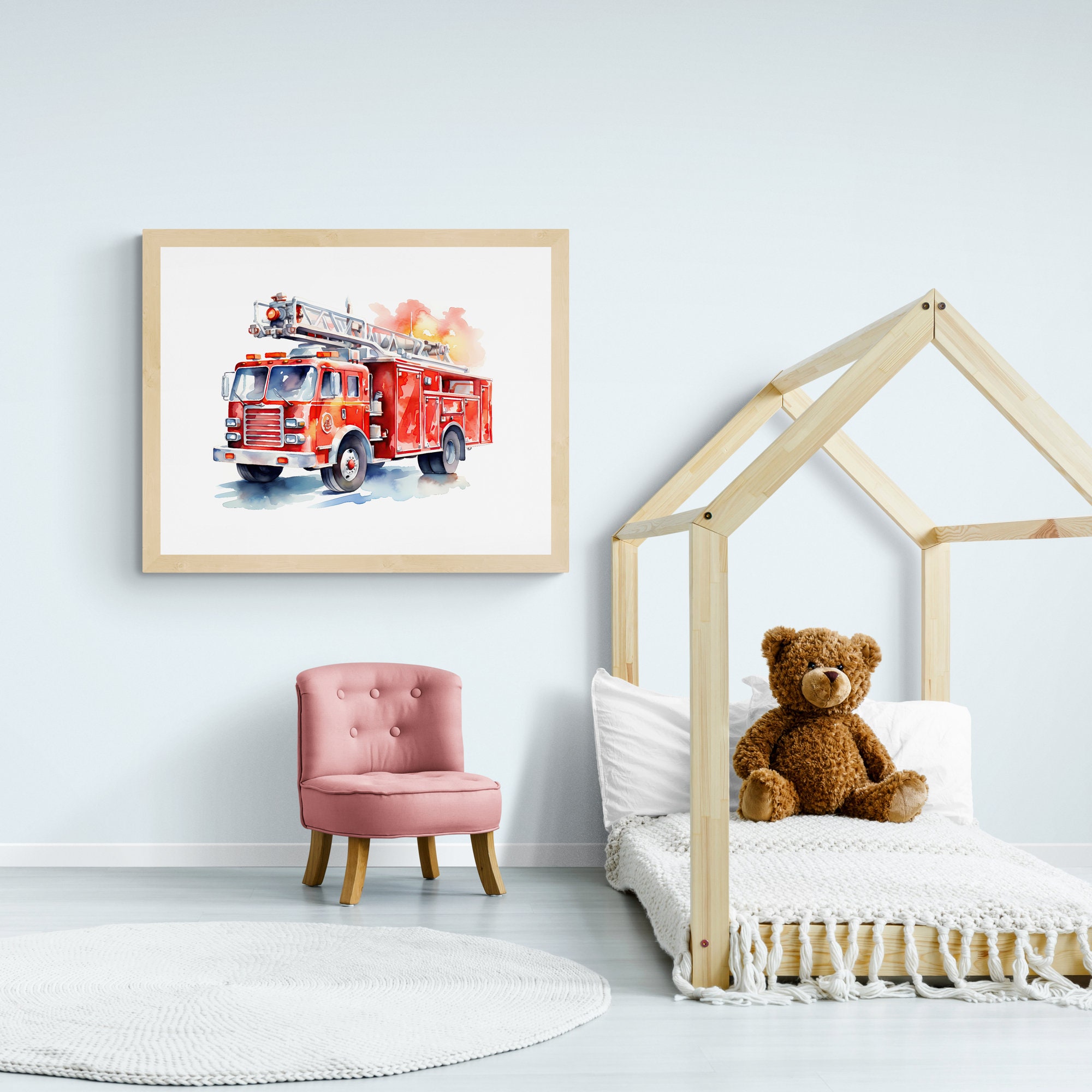 Fire Truck Print Fire Truck Poster Fire Engine Wall Art Etsy Canada