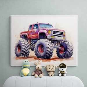 Monster Truck Printable, Kids Room Decor, Car Print Boys Room, Automotive Wall Art, Vehicle Prints, Boys Room Wall Art, Transportation Print