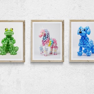 Animal Balloon Art, Set Of 3, Balloon Art Prints, Balloon Artful, College Dorm Decor, Preppy Poster Prints, Preppy Wall Decor