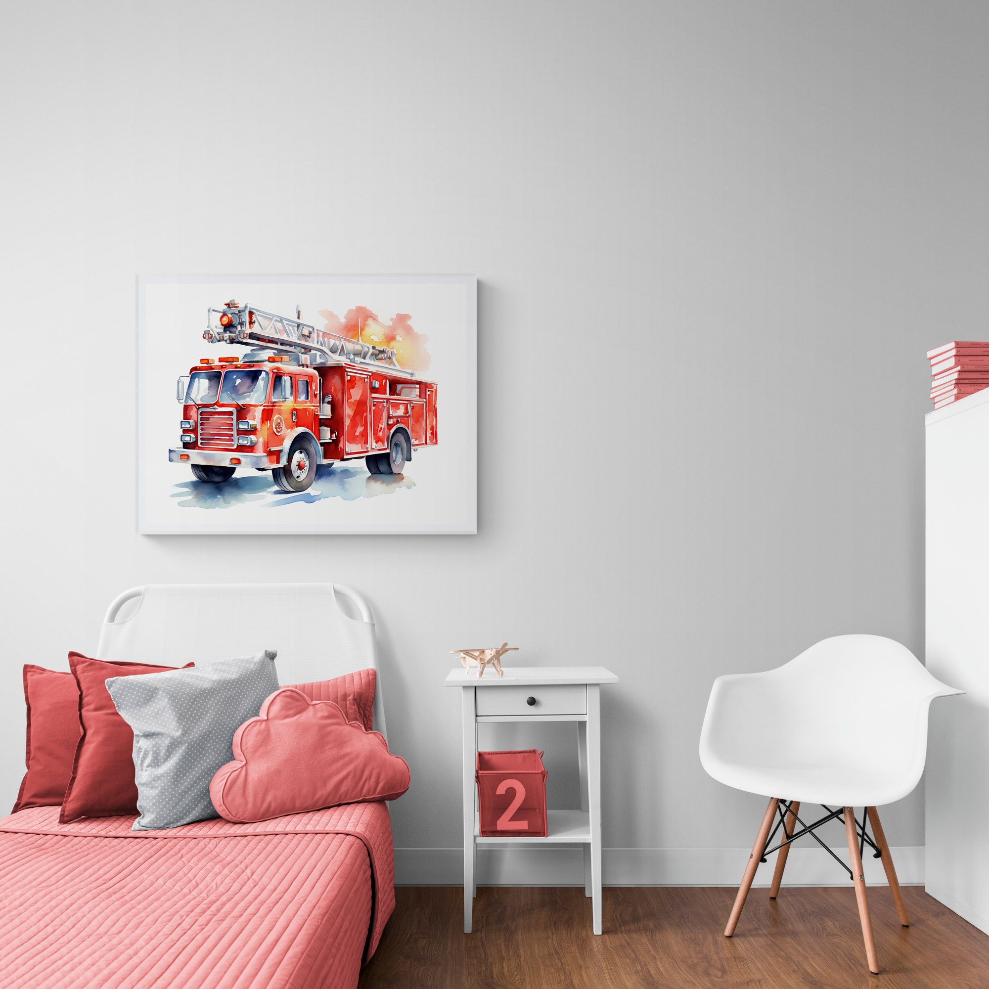 Fire Truck Print Fire Truck Poster Fire Engine Wall Art Etsy Canada