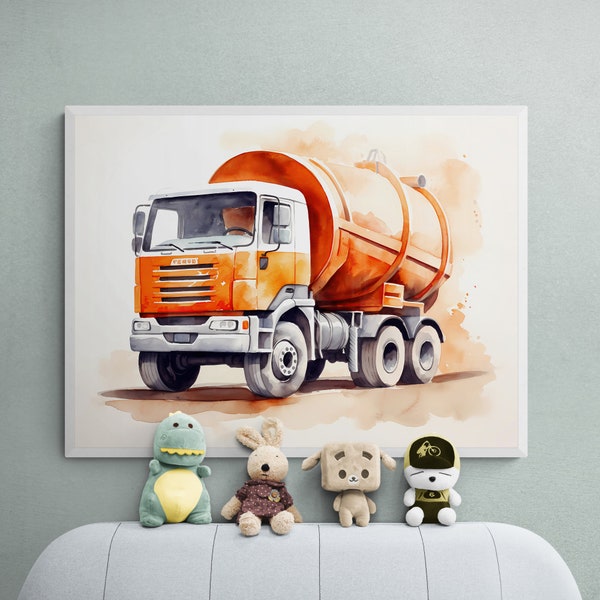 Concrete Mixer Print, Cement Mixer Truck Print, Transportation Wall Decor, Children's Prints, Construction Print, Construction Printable