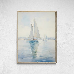 Druckbare minimalistische Küsten Wandkunst, Vintage digitale Kunst, Meer Liebhaber Geschenk, Sommer Cottage Dekor, Strand Haus Wandkunst, Neutrale Wandkunst