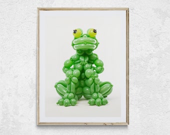 Balloon Frog Art, Frog Art Prints, Frog Artful Gift, Printable Frog Art, Frog Art Poster, Frog Art Gift, Cute Frog Art, Funny Frog Art