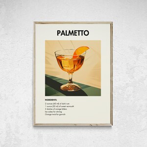 Palmetto Cocktail Printable, Minimalist Alcohol Print, Palmetto Cocktail Poster, Cocktail Wall Art, Wall Decor Cocktail, Bar Cart Decor