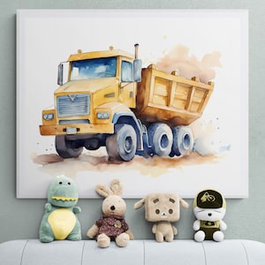 Truck Art Toddler Room, Dump Truck Wall Decor, Dump Truck Print, Construction Decor, Toddler Boy Room Decor, Boy Bedroom Art, Printable