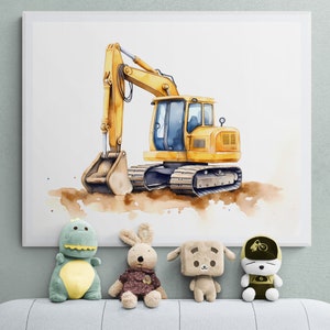1 Set Of Cartoon Building Vehicle Stickers, Truck Excavator Tractor Wall Stickers, Used For Living Room, Bedroom Wall Stickers, Home Decoration PVC Detachable