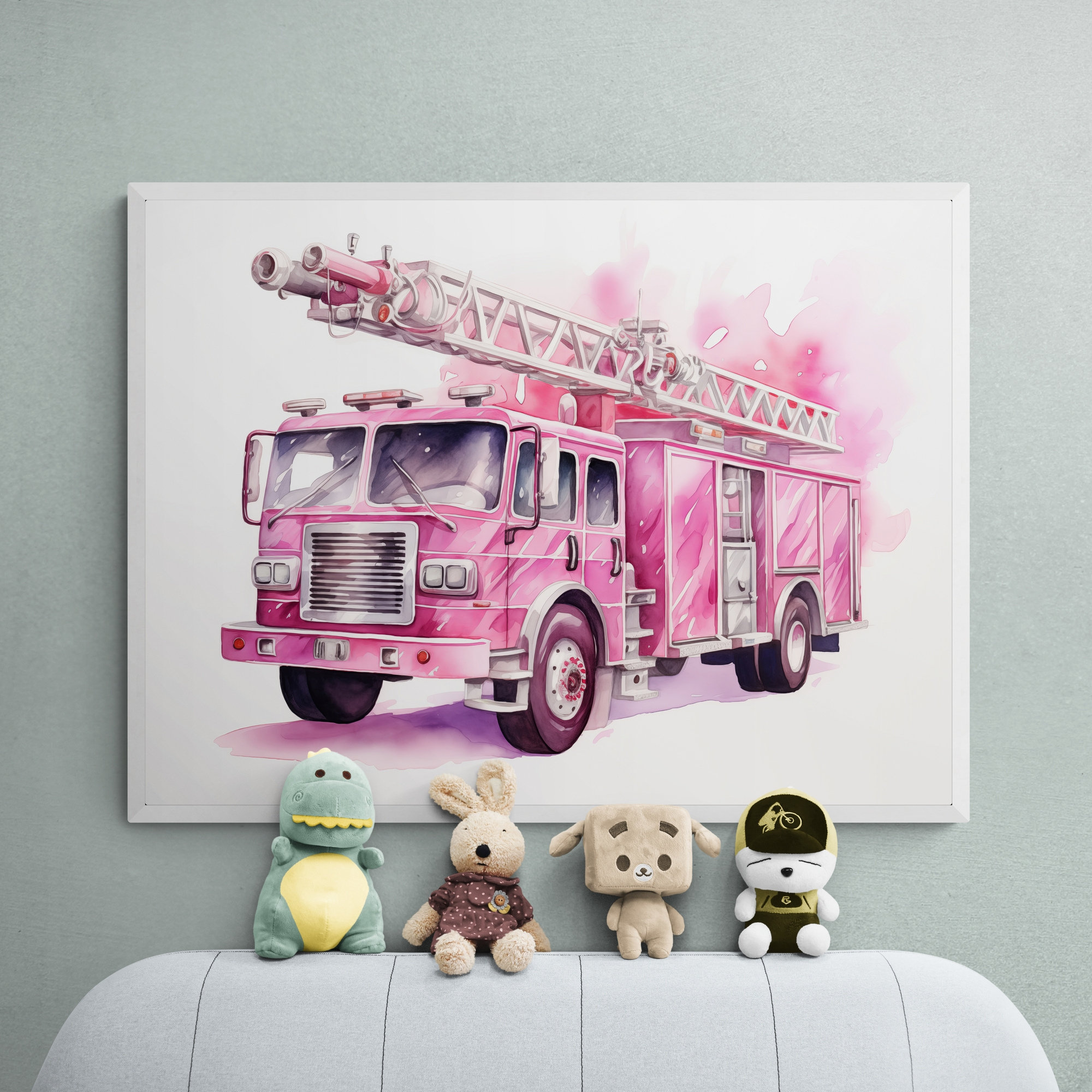Pink Fire Truck Print Girls Room Wall Art Fire Truck Poster Etsy