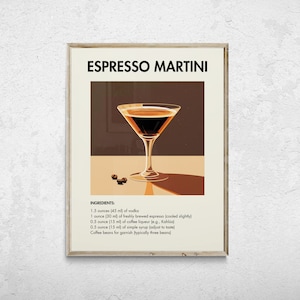 Espresso Martini Cocktail Print, Bar Cart Decor, Retro Cocktail Print, Bar Cart Art Print, Cocktail Print, Cocktail Art, Cocktail Poster
