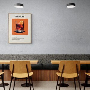 Negroni Cocktail Print, Negroni Decor, Negroni Poster, Bar Cart Decor, Cocktail Poster, Bar Cart Art, Retro Cocktail Print, Cocktail Art