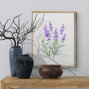 Lavender Print Download, Lavender Wall Art, Purple Lavender Print, Flower Watercolor Print, Minimalist Colorful Wall Decor, Lavender Print