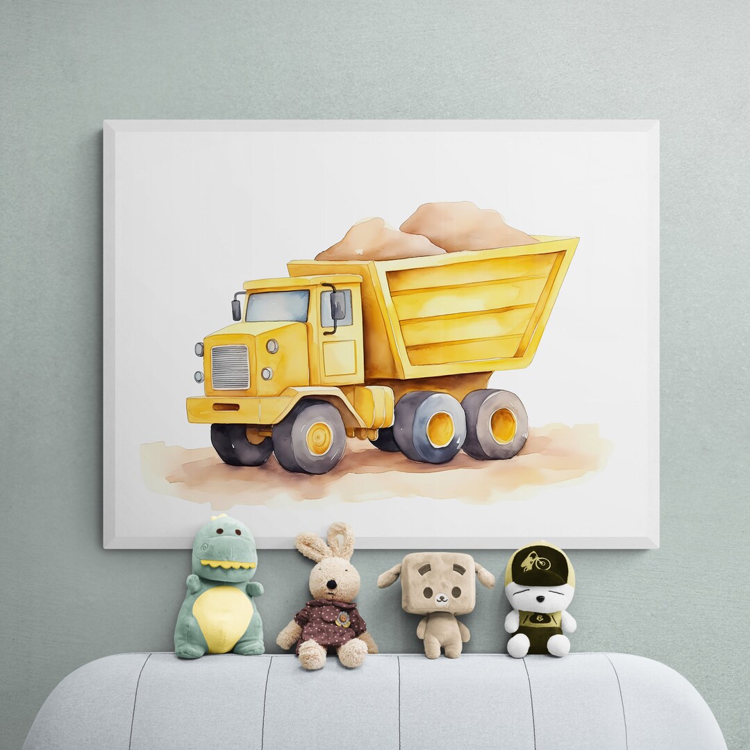 Watercolor Dump Truck Print, Dump Truck Decor, Dump Truck Wall Art