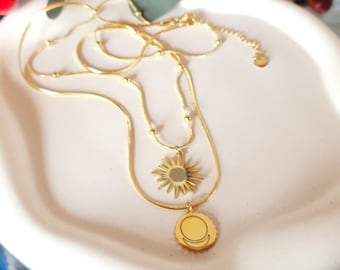 AllatRa Blume des Lebens Kette: Kubera Yantra, Spiritueller Schmuck aus Edelstahl