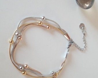 520.897.889 Grabovoi Zahlen dreifarbiges Stahl Armband