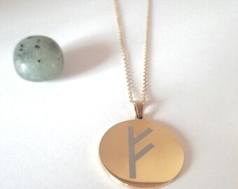 Fehu rune bereket sembolü ve Grabovoi sayıları çelik kolye