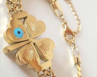 Evil Eye Klee Stahl Armband: Glück & Schutz