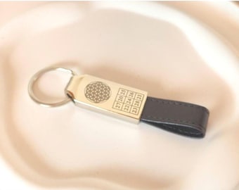 Blume des Lebens und Kubera Yantra, Grabovoi Zahlenfolge Schlüsselanhänger