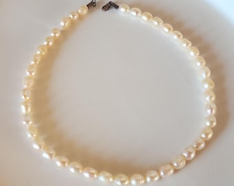 Rosa Süßwasser Perlenkette: 8 mm echte Perlen, handgemachter Schmuck