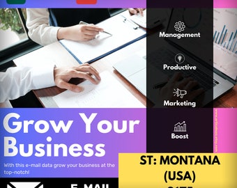 ST-Montana USA email database, Genuine email database, Digital download, Email database, Easy to Use, Bulk emails, Email list, Product Data