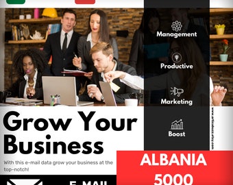 Albania email database, Genuine email, Marketing campaign, Email list, Bulk email, Instant Download, Email list, Digital Product, 5000 email