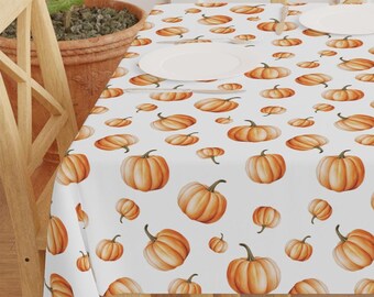 White Pumpkin Tablecloth: Autumn Thanksgiving Dining Decor
