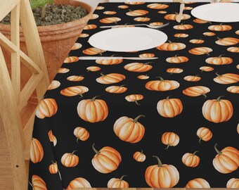 Black Pumpkin Tablecloth: Autumn Thanksgiving Dining Decor